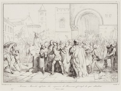 Antonio Marcello nekter herredømmet til Ravenna som tilbys ham av disse innbyggerne av Italian School
