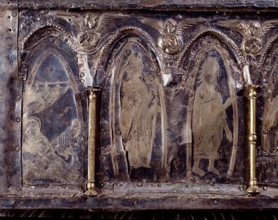 Ark of Barbarossa, med scener fra døperen Johannes (tre, sølvblad og steiner av Italian School