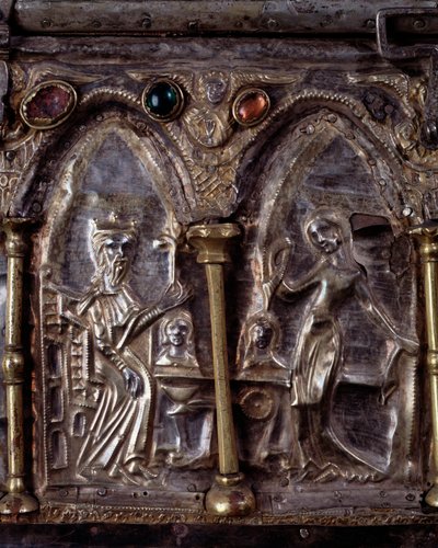 Ark of Barbarossa, med scener fra døperen Johannes (tre, sølvblad og steiner av Italian School
