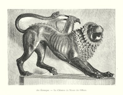 Etruskisk kunst, Chimera of the Uffizi Museum (gravering) av Italian School