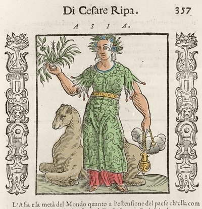 Asiatisk allegori med en kamel. Gravering fra "" Iconologia"" av Cesare Ripa (1550 rundt 1622) av Italian School