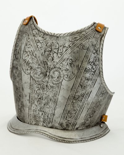 Bakplate for en barnerustning fra Arsenal of the Medici, ca. 1575 med senere endringer (etset jern med restaurert lær) av Italian School