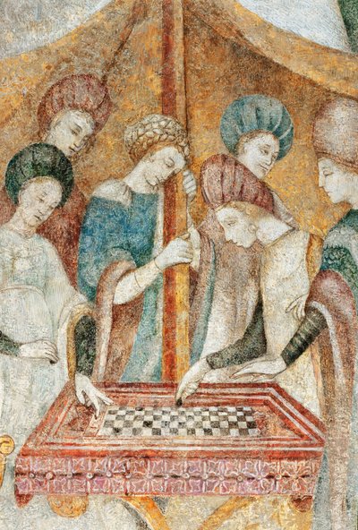 Bicocca degli Arcimboldi: fresko fra 1400-tallet, detalj av damspillet (fresko) av Italian School