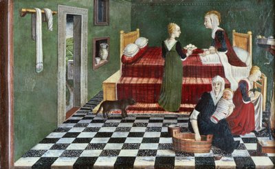 Jomfruens fødsel (avdeling av en predella), Veneto, ca. 1480 av Italian School