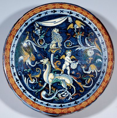 Cafaggiolo fajansekopp dekorerer fantastiske dyr. 1510-1520 Paris, Louvre-museet av Italian School