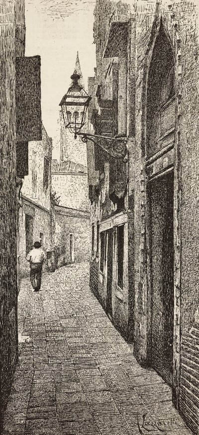 Carlo Goldonis hus i Venezia, Italia, gravering fra tegning av A Lazzaretti, fra L