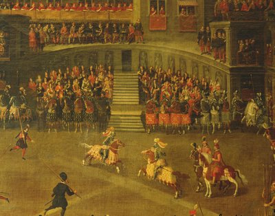 Karusell på gårdsplassen til Palais du Belvedere (olje på lerret) av Italian School