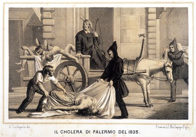 Vogn som plukket opp de døde under koleraepidemien i Palermo i 1835. av Italian School