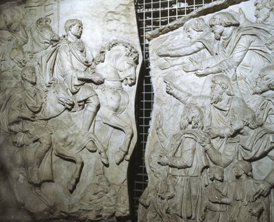 Støpt av en del av relieffet fra Trajans-søylen, Roma (gips) av Italian School