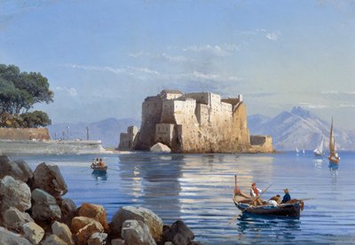 Castel dell'Ovo i Napoli (gouache) av Italian School