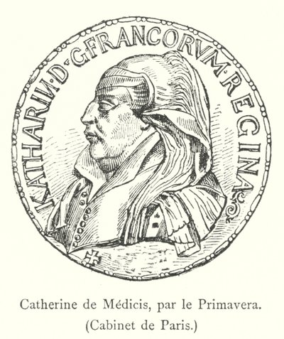 Catherine de Medici, par le Primavera, Cabinet de Paris (gravering) av Italian School
