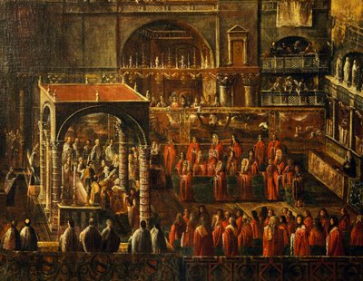 Seremoni i Markuskirken i Venezia, maleri av anonym kunstner, Italia av Italian School