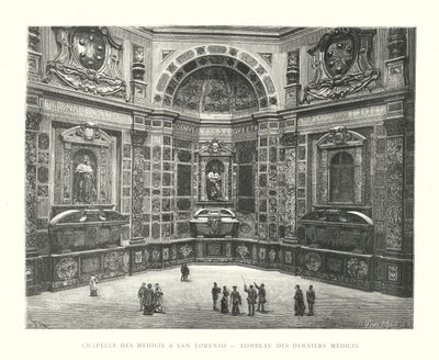 Mediciens kapell ved San Lorenzo, den siste Medicis grav (gravering) av Italian School
