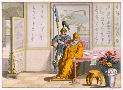 Kinesiske taoistiske religiøse ledere: The Divinity Kuan-ti, gravert av Fumagalli og Bramatti, ca. 1820-30 (fargegravering) av Italian School