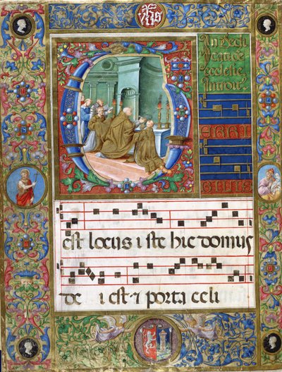 Korminiatyr med pave Alexander II som feirer messe i klosteret (pigment på vellum) av Italian School