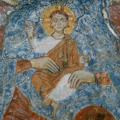 Kristus, detalj av fresken til Madonna og barnet med englene Raffael og Gabriel av Italian School