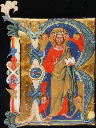Christ the Redeemer - Initial R fra et opplyst manuskript i storformat, ca. 1380 av Italian School