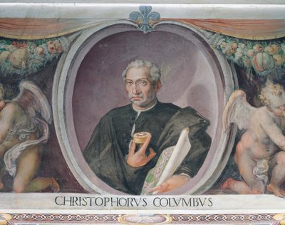 Christopher Columbus, i Sala del Mappamondo av Italian School
