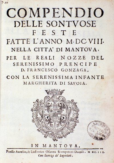 Kronikker som beskriver feiringen organisert i Mantua av prinsen av Gonzaga (1608) av Italian School
