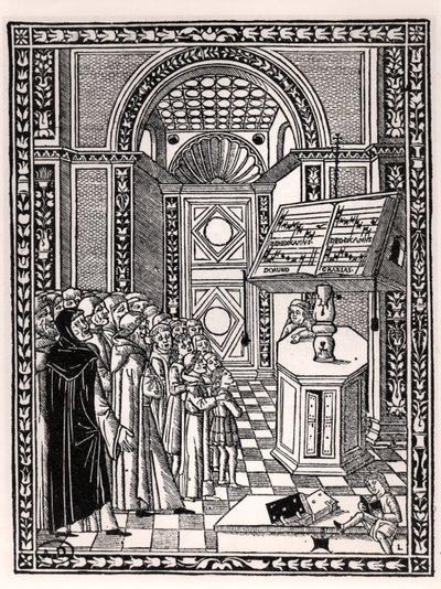 Kirkekor, illustrasjon fra Practica Musicae av Franchino Gaffurio (1451-1522), utgitt i Venezia 1512 av Italian School