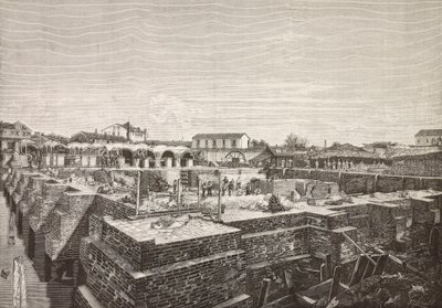 Sisterne til den nye akvedukten i Venezia, Italia, gravering fra tegning av Gussoni, fra L'Illustration Italiana, nr. 32, 10. august av Italian School