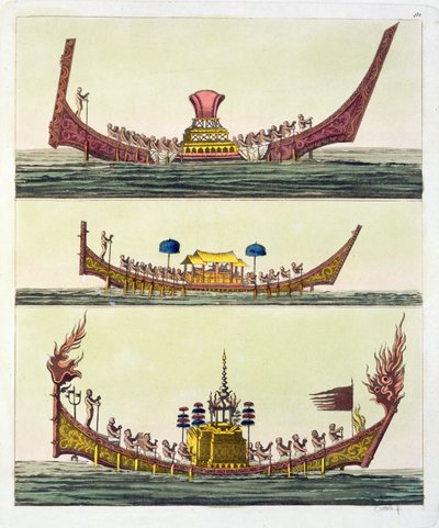 Cochin kinesiske skip, illustrasjon fra Le Costume Ancien et Moderne av Giulio Ferrario, publisert ca. 1820-30-tallet av Italian School