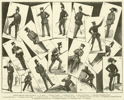 Venetianske militærkostymer fra 1848-49 (gravering) av Italian School