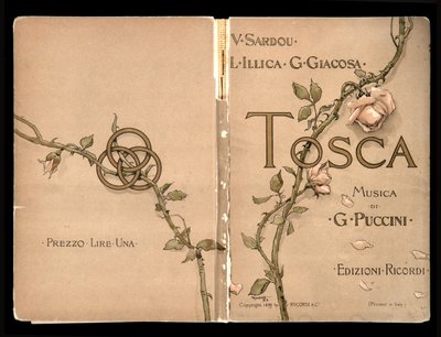 Omslag, Libretto della Tosca av Giacomo Puccini, Ricordi Edition, Italia av Italian School