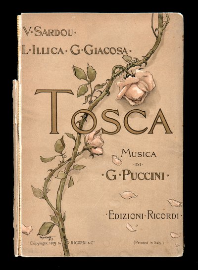 Omslag, Libretto della Tosca av Giacomo Puccini, Ricordi Edition, Italia av Italian School