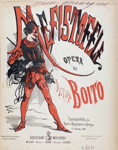 Cover av musikalsk partitur av Mefistofele opera av Arrigo (Enrico) Boito av Italian School