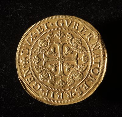 Republikken Genes valuta: 12,5 gull dobbel mynt. Diameter 61 mm. 1656. Foran. Genes Museums of Strada Nuova (inv. 6453) av Italian School