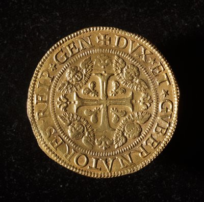 Republikken Genes valuta: 12,5 gull dobbel mynt. Diameter 61 mm. 1656. foran. Genes Museums of Strada Nuova (inv. 6456) av Italian School