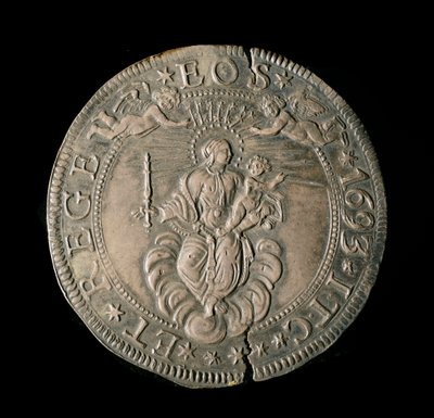 Valuta for republikken gener: ECU bred i sølv. Diam. 61 mm. 1693. tilbake. Genes Musei di Strada Nuova (inv, M7097) av Italian School