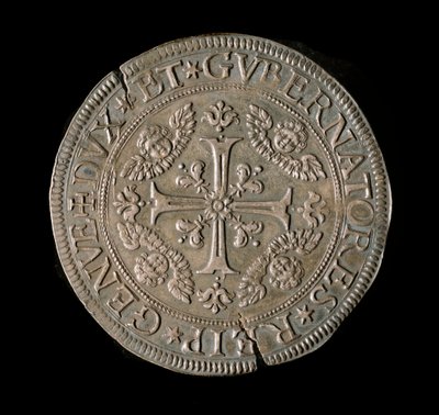 Valuta for republikken gener: ECU bred i sølv. Diam. 61 mm. 1693. foran. Genes Musei di Strada Nuova (inv, M7135) av Italian School