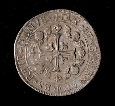 Republikken Genes valuta: fem ecu sølvmynt. Diam. 61 mm. 1693. Foran. Genes Musei di Strada Nuova av Italian School