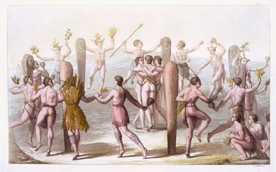Dances of the Native Inhabitants of Virginia, ca. 1820 av Italian School