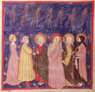 Dante og Beatrice med paradisets hellige, fra The Divine Comedy av Dante Alighieri (1265-1321) av Italian School