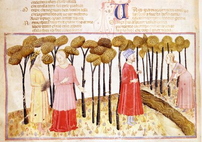 Dante og Virgil (70–19 f.Kr.) ved skjærsildens toppmøte, fra The Divine Comedy av Dante Alighieri (1265–1321) av Italian School