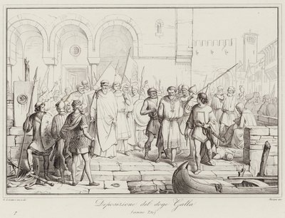 Deponering av Doge Galla, 750 (gravering) av Italian School