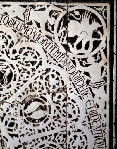 Detalj fra det originale marmorgulvet 1000-1200-tallet av Italian School