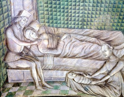 Detalj av en freskomaleri av slottet Roccabianca i Parma fra 1480, i dag ved Castello Sforzesco i Milano. Den representerer historien om Griselda, hentet fra en novelle fra Giovanni Boccacios "Decameron" (1313 - 1375). (Grisélidis). Dette er stoen av Italian School