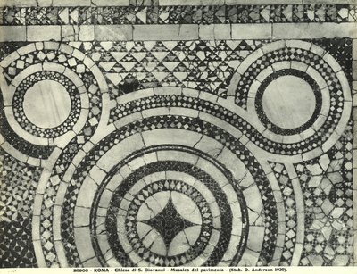Detalj av gulvet i basilikaen San Giovanni i Laterano, Roma (mosaikk) av Italian School