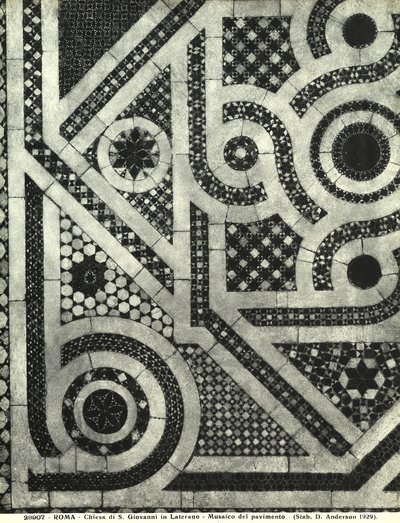 Detalj av gulvet i basilikaen San Giovanni i Laterano, Roma (mosaikk) av Italian School