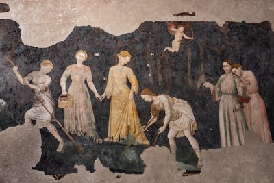 Detalj av freskomaleriene, Camera Pinta (Painted Room) (fresco) av Italian School