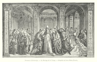 Domenico Ghirlandajo, Jomfruens ekteskap, kapellet Santa Maria Novella (gravering) av Italian School