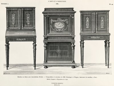 Ibenholt møbler av Hunsinger og Wagner, Paris, illustrasjon fra L