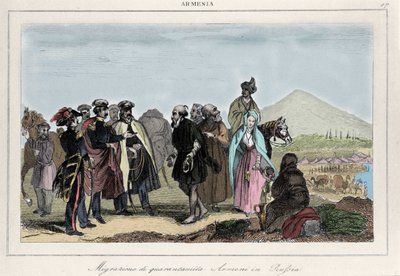 Emigrasjon av armenere til Russland. 1800-talls gravering av Italian School