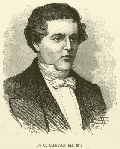 Enrico Cernuschi i 1848 (gravering) av Italian School