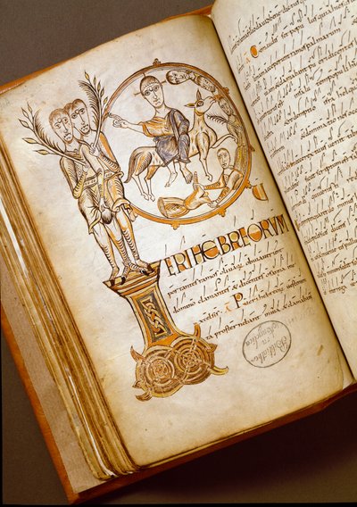 Inngang i Jerusalem Manuskript fra Bologna-skolen. (MS.123-Foglio 54 v) Roma fra 1000-tallet, Biblioteca Angelica av Italian School