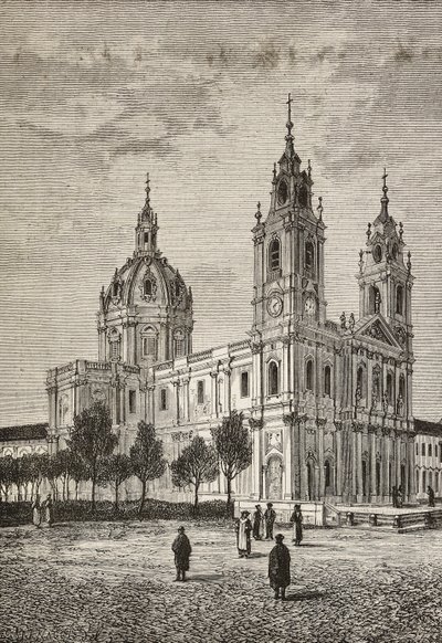 Estrela Basilica, Lisboa, Portugal, gravering fra L